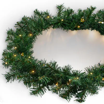 Immagine prodotto di Ghirlanda natalizia da esterno con luci fiabesche - 270 cm / 35 LED - Ghirlanda artificiale di abete bianco caldo illuminata con timer a batteria