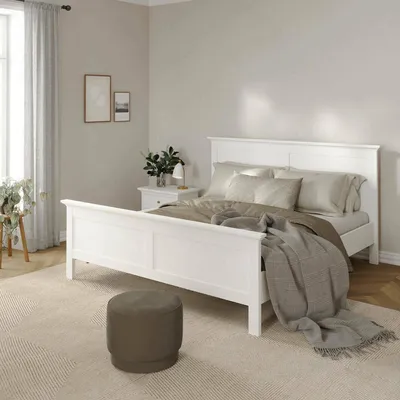 Produktbild von Rustikales Doppelbett in Weiß im Landhausstil, Liegefläche 160x200 cm