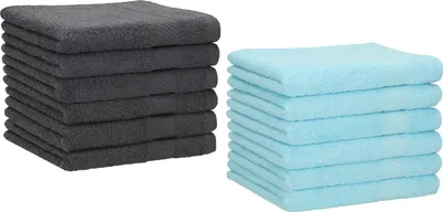 Produktbild von Betz 12 Stück Gästetücher 30x50 cm PALERMO 100% Baumwolle Farbe: anthrazit und türkis