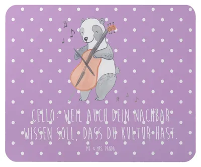 Produktbild von Mr. & Mrs. Panda Mouse Pad Cello Kultur - Lavendeltraum - Geschenk, Streichinstrument, Lernen, Musik, Instrument, Solo, Musikinstrument, laptop mousepad, mauspad pc