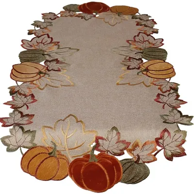 Produktbild von Tischläufer DORA Kürbisse & Blätter Herbst Polyester 40 x 85 cm