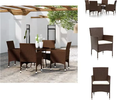 Produktbild von vidaXL 5-tlg. Garten-Essgruppe Poly Rattan Braun -  Gartenmöbel-Sets