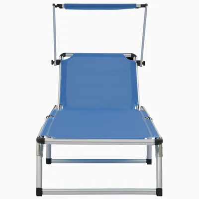 Immagine prodotto di Lettino Prendisole Pieghevole Tettuccio Alluminio Textilene Blu