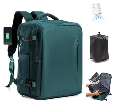 Immagine prodotto di Omgoods - Zaino da viaggio sottovuoto con pompa - Zaino impermeabile per bagaglio a mano Ryanair, dimensioni 40x30x20