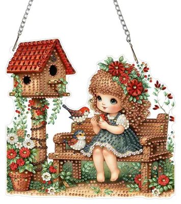 Produktbild von 5D Engel Diamond Painting Anhänger Set Fensterbilder Crystal Art mit Kette