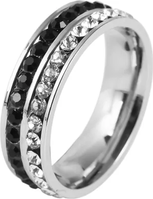 Produktbild von Damenring Edelstahl Fingerring silberfarben Steinebesatz Ringgröße: 60
