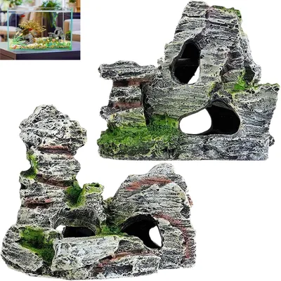 Produktbild von Aquarium Deko Höhle Harz Versteck für Fische Garnelen 2er Set
