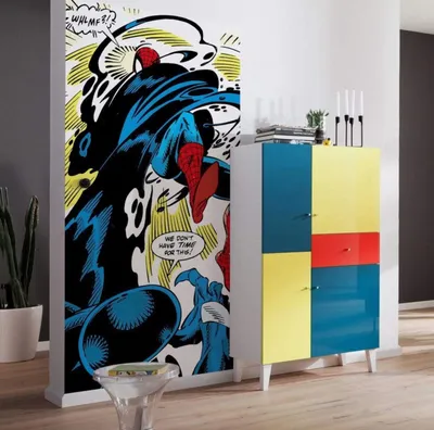 Zdjęcie produktu dla Tapeta flizelinowa Komar "Spider-Man Retro Comic" - rozmiar: 100 x 200 cm (szerokość x wysokość) - 2 panele
