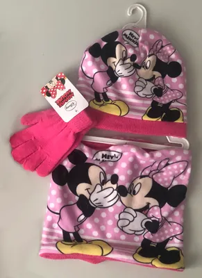 Produktbild von Minnie Mouse detská súprava 3-dielna čiapka + rukavice + šatka na šnúrku veľkosť 52