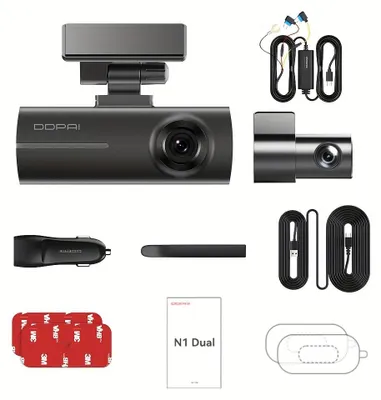 Produktbild von Dashcam – Dual-Dashcam – Autokamera mit Nachtsichtfunktion, App-Steuerung und 64 GB Speicherkarte