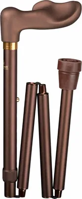 Obrázek produktu pro Gastrock Skládací vycházková hůl - Bronzová - Soft-touch - Pro praváky - Ergonomická rukojeť - Délka 88 až 98 cm - Hliník - Průměr hole 18 mm