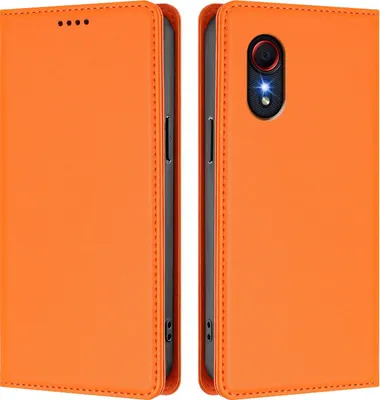 Image de Etui en cuir pour Samsung Galaxy Xcover5, étui magnétique en cuirPolyuréthaneavec support Orange