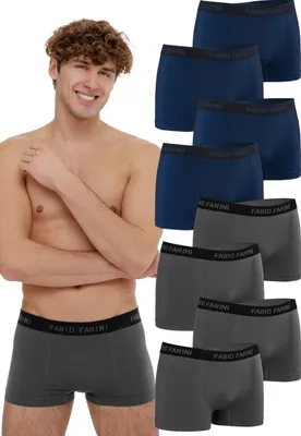 Produktbild von Fabio Farini - 8 Stück Herren Unterhosen - Männer Retroshorts aus weicher Microfaser im sportlichen Look mit Logoschriftzug