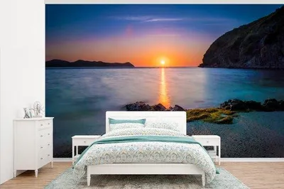 Produktbild von Fototapete - Wandtapete Ein romantischer Sonnenuntergang am Strand auf Coron Island - Maße 345 cm x 220 cm