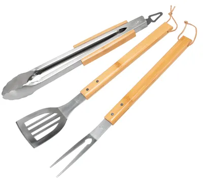 Productafbeelding van Bremermann BBQ-gereedschapset, 3-delig | Roestvrij staal met bamboe handgrepen