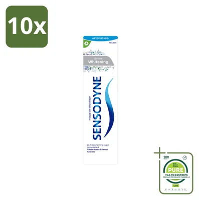 Image de 10 tubes de dentifrice Sensodyne Gentle Whitening - 75 ml - Pack économique - 10 pièces