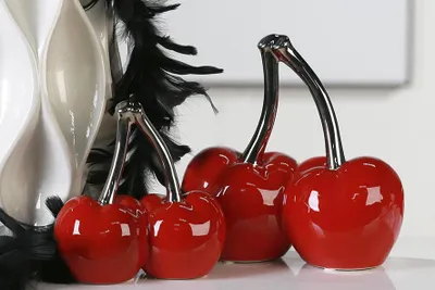 Productafbeelding van Casablanca Kersen, dubbele kersen, rood/zilver. Hoogte: 16 cm. Breedte: 16 cm. Artikelnummer: 36439