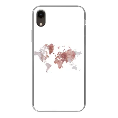 Produktbild von MuchoWow® Handyhülle Schutzhülle Hülle für iPhone XR Weltkarte - Rosa - Farbe Silikon Softcase Handy Hülle - Schutzdeckel
