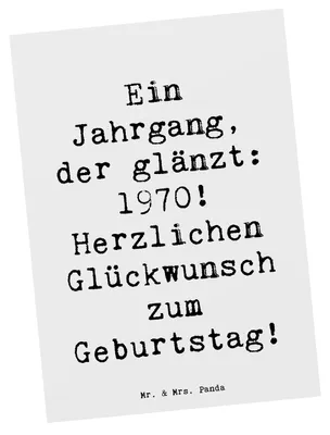 Produktbild von Mr. & Mrs. Panda Postkarte Spruch 1970 Geburtstag - Weiß - Geschenk, Glückwunsch, Alter, Ansichtskarten, Grußkarte, einzelkarte, Geburtsjahr, Herzlichen, Motivkarte
