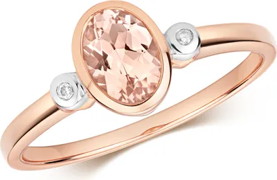 Image de Bague Femme Or Rose 375/1000 et Diamant Brillant H - PK avec Morganite, 51 (16.2); TRS35632RSL