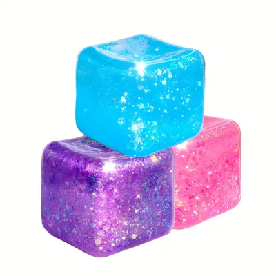 Produktbild von 3er set Stressball Mini Kühl Gel Würfel Anti Stress Spielzeug TPR Sensorik Ball Handtrainer für Kinder Erwachsene Büro Alltag