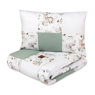 Produktbild von Pepi Baby Bettwäsche Patchwork 100x140 Set mit Kissenbezug 40x60 Kinder Kopfkissen Bettdecke Green Groove