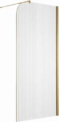 Image de Paroi de douche italienne flûtée - 100 x 195 cm - Or brossé - Droite - LUCIA