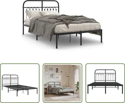 Produktbild von The Living Store Bettgestell mit Kopfteil Metall Schwarz 120x200 cm