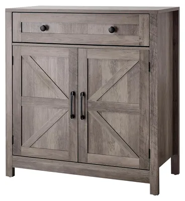 Immagine prodotto di SucceBuy Credenza da cucina in stile rustico, con cassetto e due ante, versatile per soggiorno, sala da pranzo, ingresso o cucina, dimensioni: 75 x 37,5 x 80 cm, colore: grigio