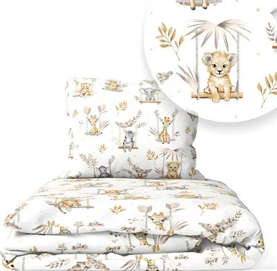 Immagine prodotto di Set Biancheria da Letto per Lettino 90 × 120 cm + Federa 40 × 60 cm – 100% Cotone per Neonato e Bambino