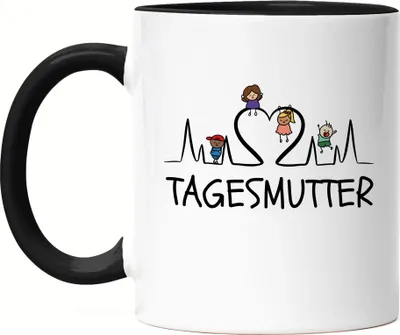 Produktbild von Tagesmutter Tasse Schwarz Kinder Abschiedsgeschenk Erzieherin Tagesmutter Kindergarten
