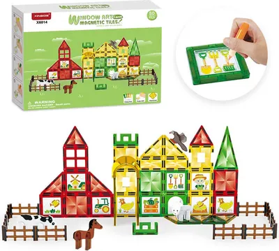 Produktbild von Magnetická stavebnica Window Art Farm 80ks - Magnetic Tiles