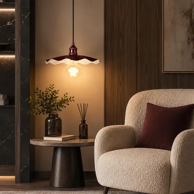 Produktbild von Opviq, Moderne Pendelleuchte, Burgunder, Metall, E27, 40W, IP20 | 100% Qualität