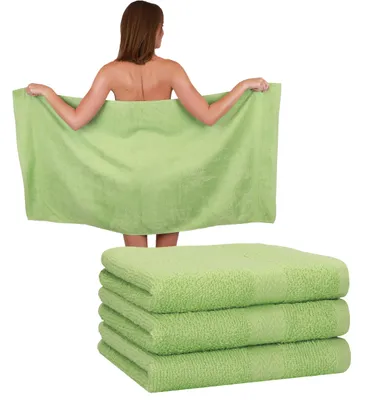 Produktbild von Betz 4 Stück Duschtücher 70 x 140 cm PREMIUM 100% Baumwolle Liegetuch Strandtuch Farbe: apfelgrün