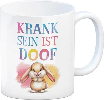 Produktbild von Krank sein ist doof Kaffeebecher mit niedlichem Kaninchen