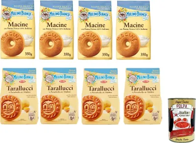 Produktbild von Testpaket Mulino Bianco Macine und Girotondi Kekse mit 100% italienischer Frischrahm 8x 350 g biscuits cookies + Italian Gourmet polpa 400g