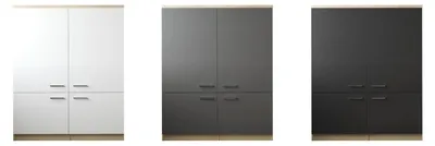 Produktbild von Haushaltsschrank Schrank 120 cm Eiche Sägerau Weiß/Grau/Schwarz Merle Respekta