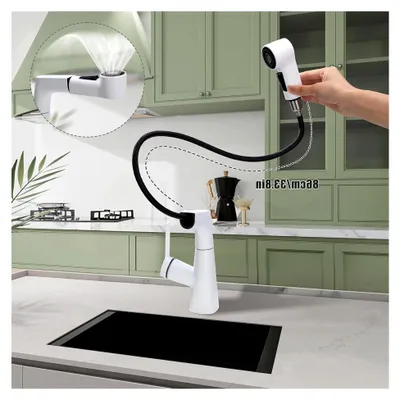 Produktbild von Küchenarmatur 360° drehbar mit ausziehbarem Auslauf und 2 Strahlarten für Spülbecken