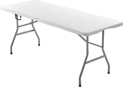 Immagine prodotto di Tavolo pieghevole da campeggio - Piano del tavolo 180 cm - Plastica HDPE - Bianco - Tavolo da picnic portatile
