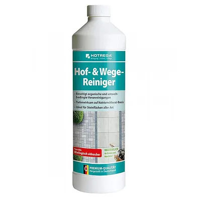 Produktbild von HOTREGA Hof- & Wege-Reiniger Konzentrat 1 Liter, Steinreiniger, Terrassenreiniger, Plattenreiniger