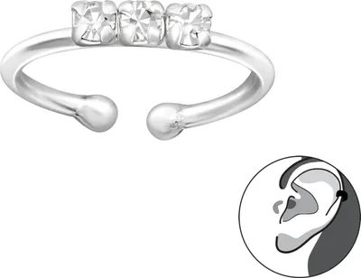 Produktbild von Ear Cuff 925 Sterling Silber Ohrklemme mit Kristallen