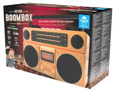 Produktbild von Cefa Toys Retro Boombox 9M16 Tragbarer Bluetooth-Lautsprecher mit FM-Radio, USB,