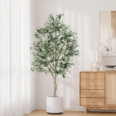 Productafbeelding van Dripex Kunstolijfboom, 180 cm, kunstplanten, grote olijfboomplant in pot, olijfboomdecoratie voor thuis, woonkamer