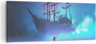 Produktbild von Bild auf Leinwand - Leinwandbild - Märchen Segelschiff - 120x50cm - Wand Bild - Wanddeko - Leinwanddruck - Bilder - Kunstdruck - Wanddekoration - Leinwand bilder - Wandkunst - AB120x50-4034