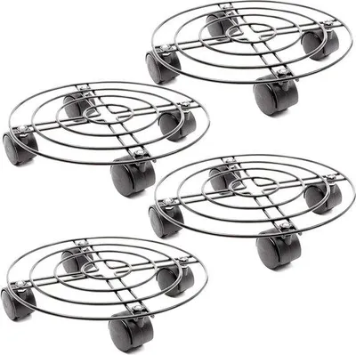 Produktbild von Famanu Pflanzenständer mit Rollen - 4er Set, 27 cm Durchmesser - für Innen und Außen