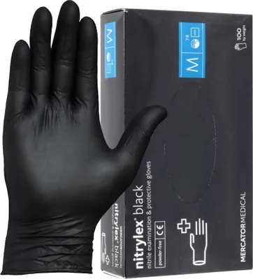 Produktbild von Mercator Nitrylhandschuhe Schwarz M 100 Stück