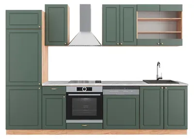 Immagine prodotto di Cucina componibile Vicco Fame-Line Quercia verde-oro Country/oro Power 300 cm , PL Marmo, Model 42597