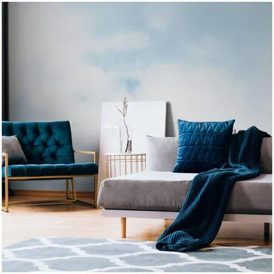 Immagine prodotto di Profhome 382281-GU Carta da parati in tessuto non tessuto nuvole blu opaco bianco 3,71 m x 2,8 m