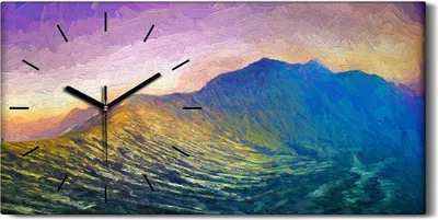 Produktbild von Leinwand Wanduhr Wandkunst Uhr 60x30 Malerei Abstrakte Berg Himmel Kunst - schwarze Hände