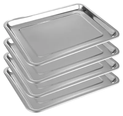 Immagine prodotto di Omgoods - Set di 4 teglie da forno - Acciaio inossidabile, 40 x 30 x 2 cm